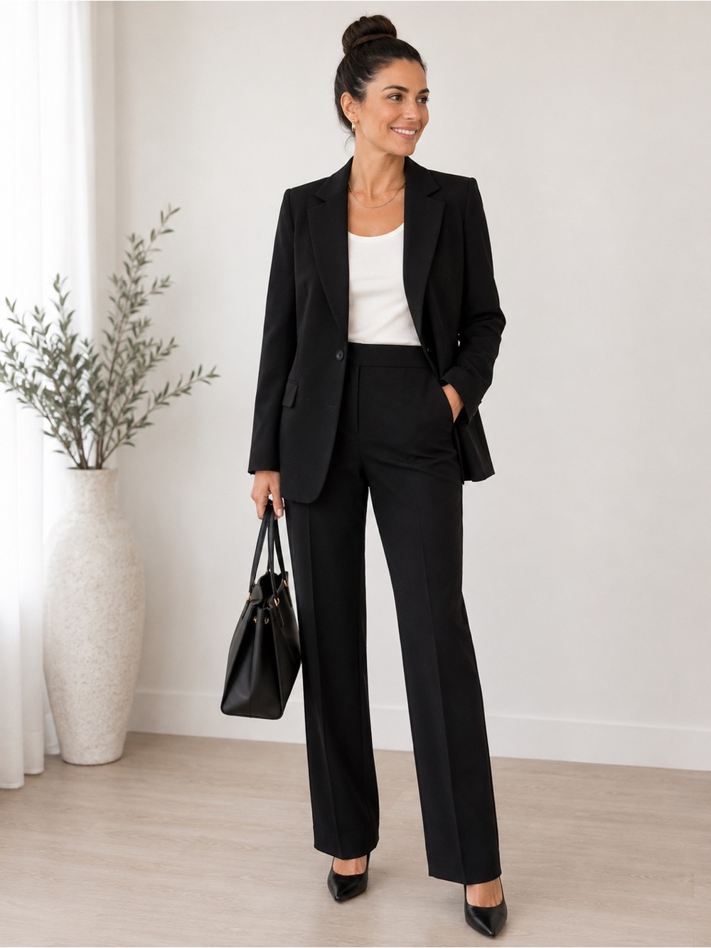 H&M Black Suit Set Blazer and Trousers XS/2